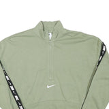 NIKE Womens Green Crop Half Zip Sweatshirt XS Nike Logo Tape