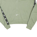 NIKE Womens Green Crop Half Zip Sweatshirt XS Nike Logo Tape