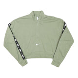 NIKE Womens Green Crop Half Zip Sweatshirt XS Nike Logo Tape