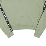 NIKE Womens Green Crop Half Zip Sweatshirt XS Nike Logo Tape