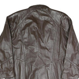 Womens Brown Faux Leather Button Jacket XL Woven Croc Texture Lapel