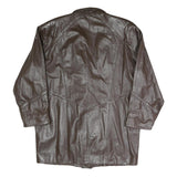 Womens Brown Faux Leather Button Jacket XL Woven Croc Texture Lapel