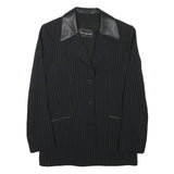 MANISANCE Womens Black & Grey Pinstripe Tailored Jacket XXS Polyester Blend