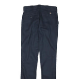 DICKIES Womens Regular Fit Navy Blue Cotton Blend Straight Leg Trousers W28 L32