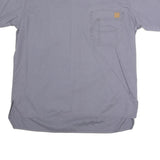 CARHARTT Mens Grey Plain T-Shirt S Short Sleeve V-Neck Workwear Pocket