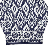 WORTHINGTON Mens Blue & White Patterned Pullover Jumper Turtle Neck M Acrylic