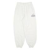 ADIDAS Womens Joggers White S W26 L26 Cotton Blend Logo Elastic Waist