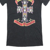 GUNS N ROSES Womens Black Cotton Blend T-Shirt Dress Printed Short Sleeve M Band