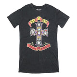 GUNS N ROSES Womens Black Cotton Blend T-Shirt Dress Printed Short Sleeve M Band