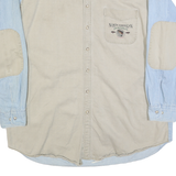 WOOLRICH Mens Beige & Blue Cotton Blend Shirt XL North American Sportsman