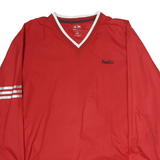 ADIDAS Mens Red & Grey V-Neck XL Sweatshirt Lightweight Long Sleeve Sportswear