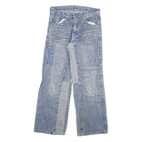 Womens Blue Denim Regular Fit Straight Leg Jeans W28 L29 Patchwork Zip