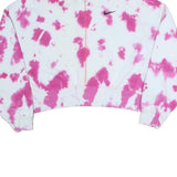 NIKE Womens White & Pink Tie Dye Crew Neck M Sweatshirt Cotton Blend Casual