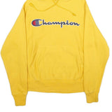 CHAMPION REVERSE WEAVE Mens Yellow Pullover Hoodie S Embroidered Logo