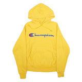 CHAMPION REVERSE WEAVE Mens Yellow Pullover Hoodie S Embroidered Logo