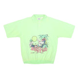 STARLIGHTS Mens Light Green Beach Club Short Sleeve Printed Polo Shirt L Relaxed