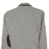 MANGO SUIT Womens Cream & Brown Herringbone Tailored Jacket M Cotton Blend