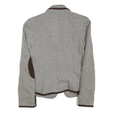 MANGO SUIT Womens Cream & Brown Herringbone Tailored Jacket M Cotton Blend