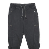 REDEFINED REBEL Mens Regular Black Cargo Drawstring Trousers W28 L28 Ruched Leg