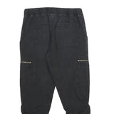 REDEFINED REBEL Mens Regular Black Cargo Drawstring Trousers W28 L28 Ruched Leg