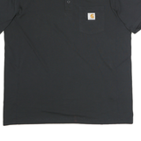 CARHARTT Mens Black Short Sleeve Plain Polo Shirt L Pocket Logo Relaxed Fit
