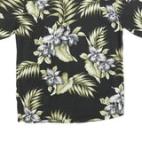 ALOHA REPUBLIC Mens Black Green Floral Hawaiian Shirt S Summer Cotton Blend