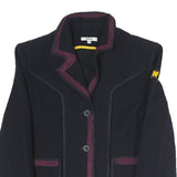 DKNY Womens Navy & Burgundy Jacket UK 10 Polyester Blend Button Closure Classic