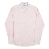 TED BAKER Mens Pink & White Stripe Shirt L Cotton Blend Long Sleeve Formal