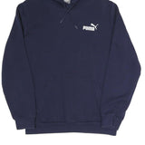 PUMA Mens Navy Blue Hoodie S Cotton Blend Pullover Sport Casual Sweatshirt