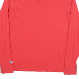 CHAMPION Mens Red Long Sleeve Crew Neck Logo T-Shirt M Cotton Blend Casual