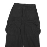 Black Womens Relaxed Cargo Cotton Blend Trousers W28 L25 Casual Wear