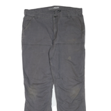 CARHARTT Mens Regular Grey Cotton Blend Workwear Trousers W38 L34 Zip Pocket