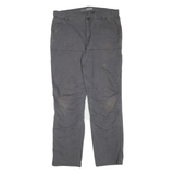 CARHARTT Mens Regular Grey Cotton Blend Workwear Trousers W38 L34 Zip Pocket