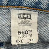 Made In USA Levis 560 Jeans - 36W 34L Light Wash Cotton