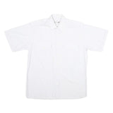 CROSSAIR Mens White Shirt L Cotton Blend Button Front Short Sleeve Casual