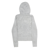 JUICY COUTURE Womens Grey Hoodie S Embroidered Crest Full Zip Casual