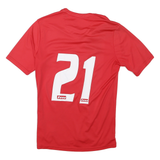Womens Red T-Shirt M Short Sleeve Round Neck Sports Jersey Number 21