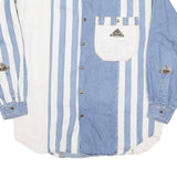 DMZ Mens Blue & White Striped Shirt L Cotton Blend Casual Buttoned Pocket