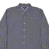 TOMMY HILFIGER Mens Blue Beige Check Shirt XL Button-Down Collar Long Sleeve