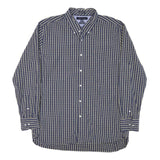 TOMMY HILFIGER Mens Blue Beige Check Shirt XL Button-Down Collar Long Sleeve