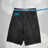 Southpole Graphic Denim Shorts - 33W 12L Black Denim