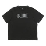 PUMA Mens Black Graphic T-Shirt 2XL Short Sleeve Crew Neck Logo Print
