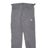 CARHARTT Mens Cotton Blend Grey Regular Cargo Trousers W32 L30 Workwear Zip