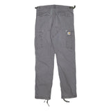 CARHARTT Mens Cotton Blend Grey Regular Cargo Trousers W32 L30 Workwear Zip