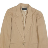 HARRIS WALLACE Womens Beige Wool Single Button Jacket M Plain Classic