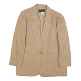 HARRIS WALLACE Womens Beige Wool Single Button Jacket M Plain Classic
