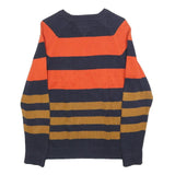 TOMMY HILFIGER Boys Navy & Orange Brown Striped Pattern Plain Crew Neck Basic