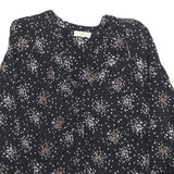 BA&SH Womens Black Floral Print Blouse Long Sleeve Round Neck M Elegant Top