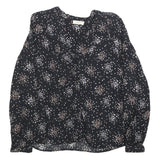 BA&SH Womens Black Floral Print Blouse Long Sleeve Round Neck M Elegant Top