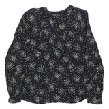 BA&SH Womens Black Floral Print Blouse Long Sleeve Round Neck M Elegant Top